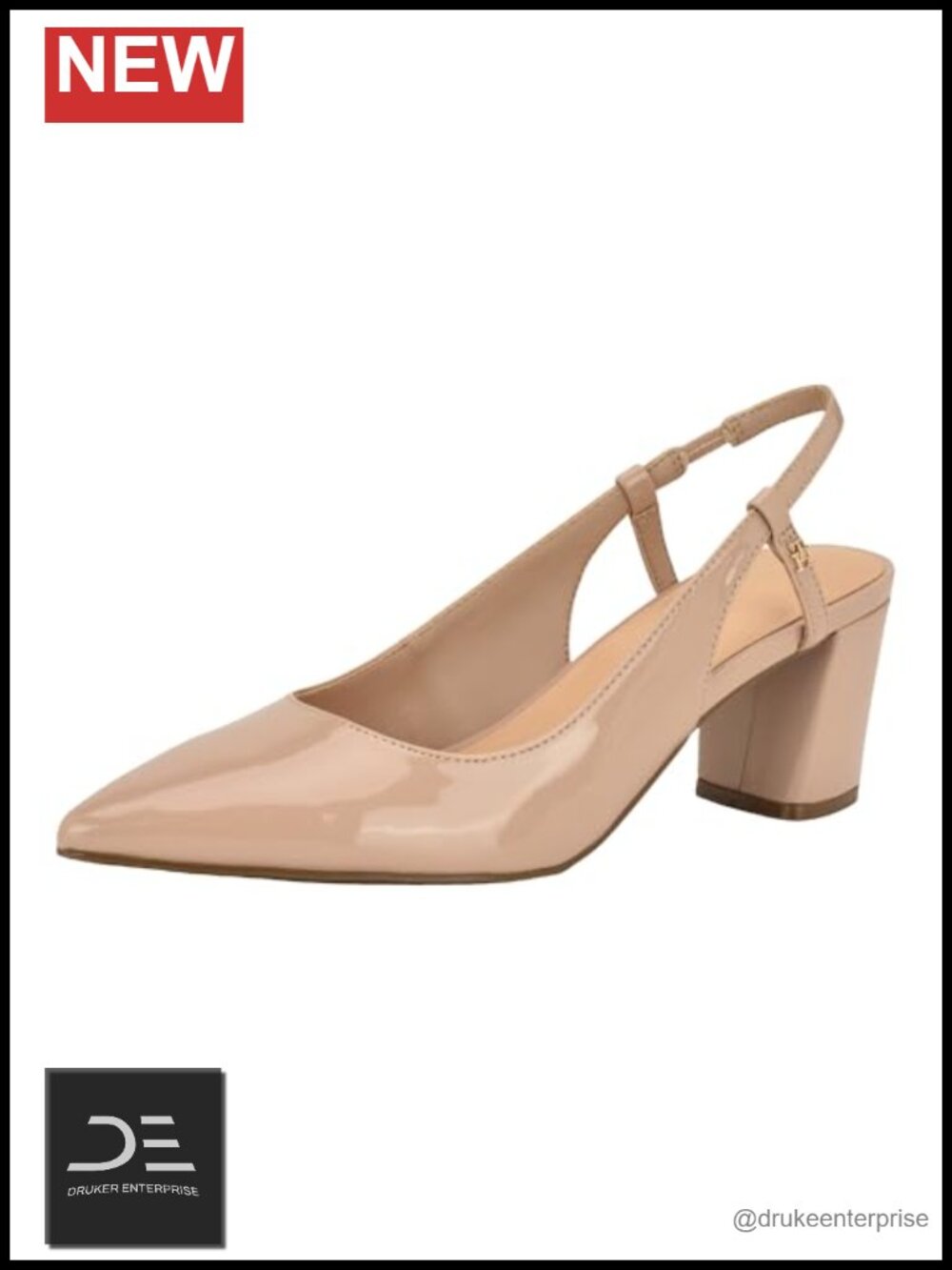 Tommy Hilfiger Women's Jezibee Pointed Toe Block Heel Pumps Faux Patent Leather